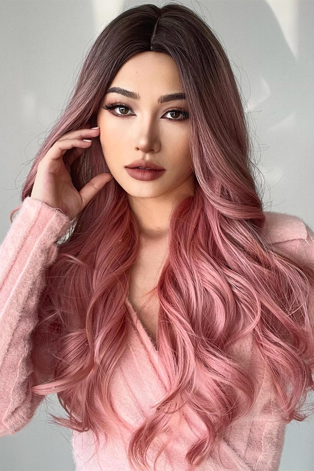 Fashion Wave Synthetic Long Wigs in Pink 26'' - CADEAUME