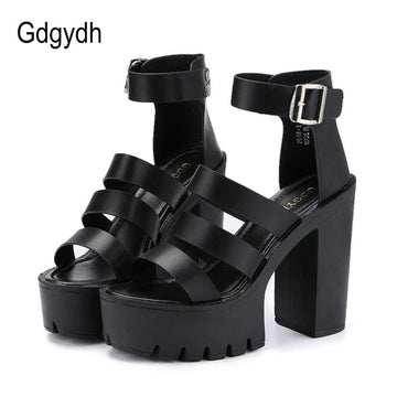 Gdgydh 2021 New Summer Shoes Women White Open Toe Button Belt Thick Heel Wedges Platform Shoes Fashionable Casual Sandals Female