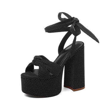 Gdgydh Fashion Heart Platform Sandals Women Ultra High Heels Shoes For Party Luxury Brand Punk Gothic Large Size Cross Tied Sexy