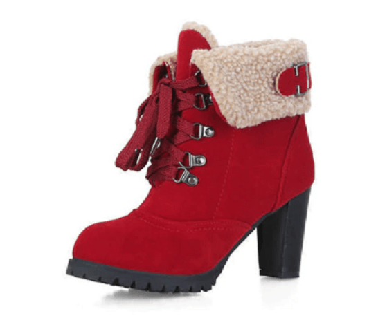 High-heeled scrub short boots - CADEAUME