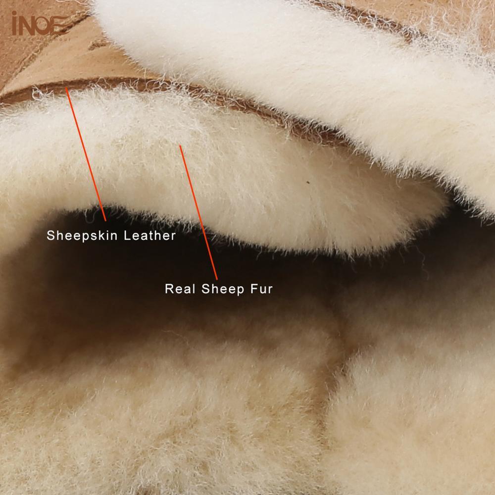 INOE Fashion Sheepskin Suede Leather Sheep Natural Wool Fur Lined Women Casual Short Winter Snow Boots Warm Shoes Waterproof - CADEAUME