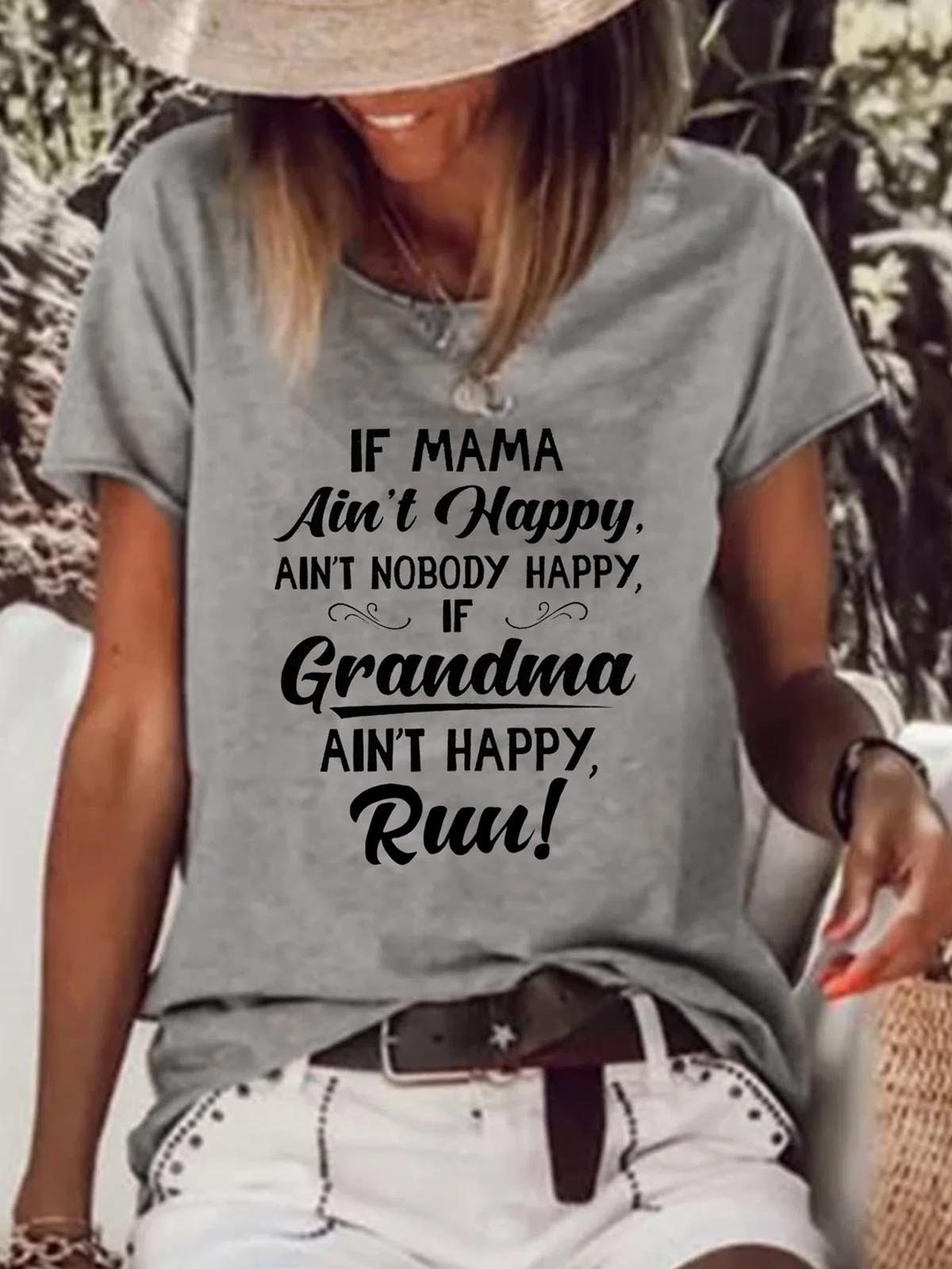 Women's If Mama Ain’t Happy Ain’t Nobody Happy If Grandma Ain’t Happy Run  T-shirt - Outlets Forever
