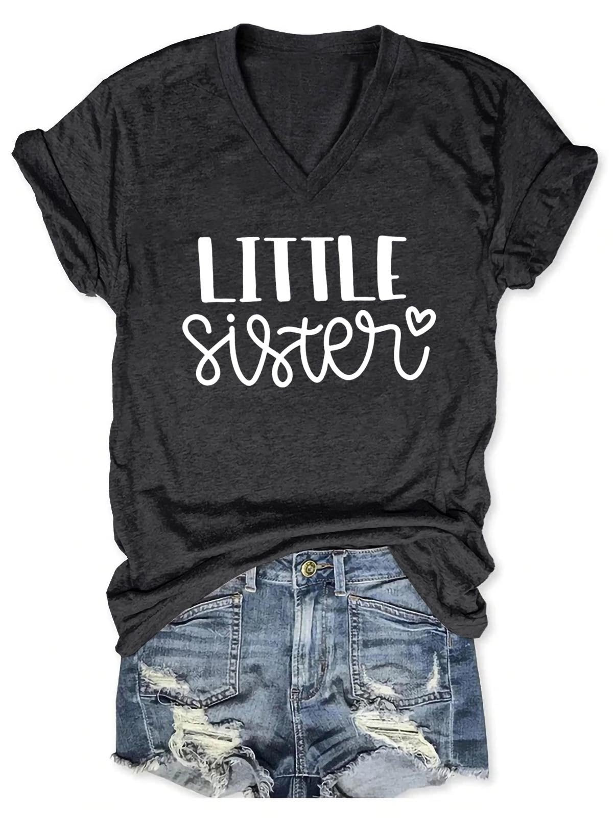 Women's Little Sister V-Neck T-Shirt - Outlets Forever
