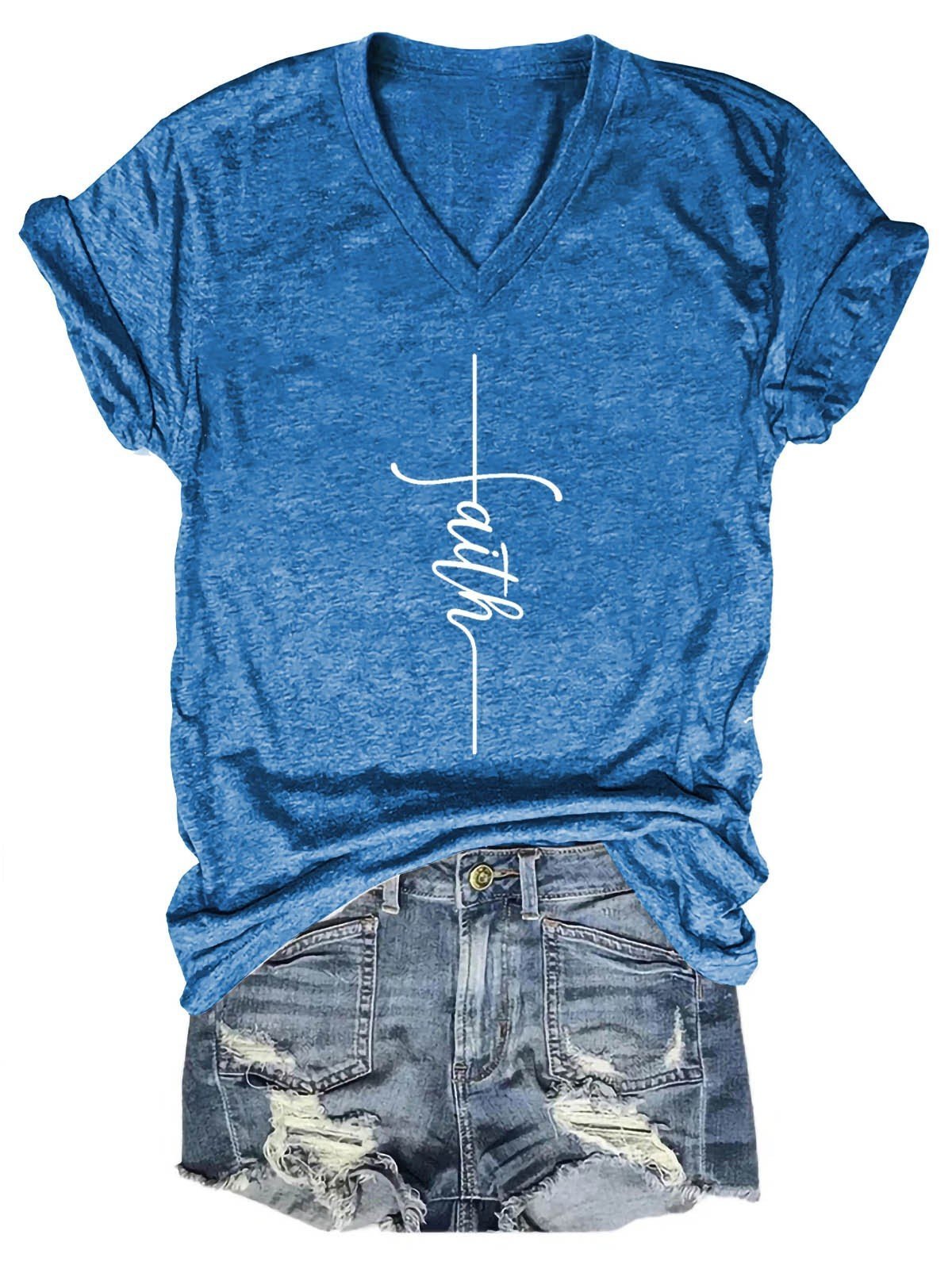 Women's Faith V-Neck T-Shirt - Outlets Forever