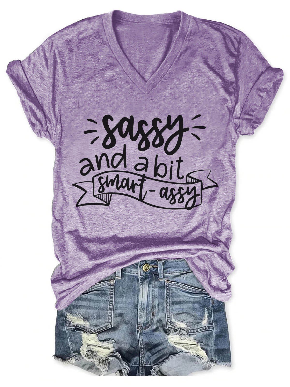 Women's Sassy and a Bit Smart  V-Neck T-Shirt - Outlets Forever