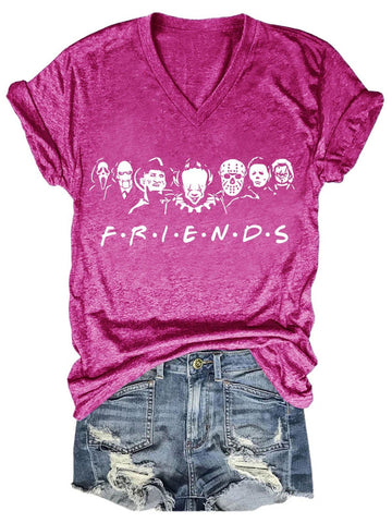 Women's Halloween Horror Movie Killers V-Neck T-Shirt
