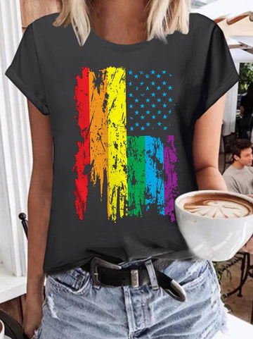 Gay Pride Parade American Flag Women's T-shirt