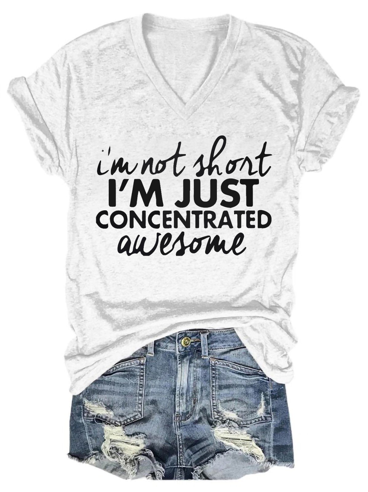 I'm Not Short I 'm Just Concentrated Awesome Women's V-Neck T-Shirt - Outlets Forever