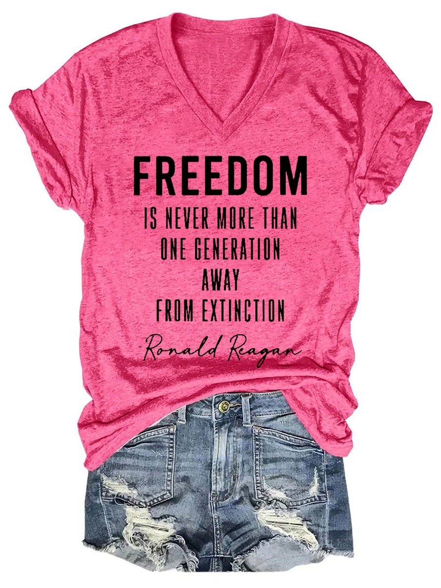 Women Freedom Is Never More Than Ladies Flowy V-neck T-shirt - Outlets Forever