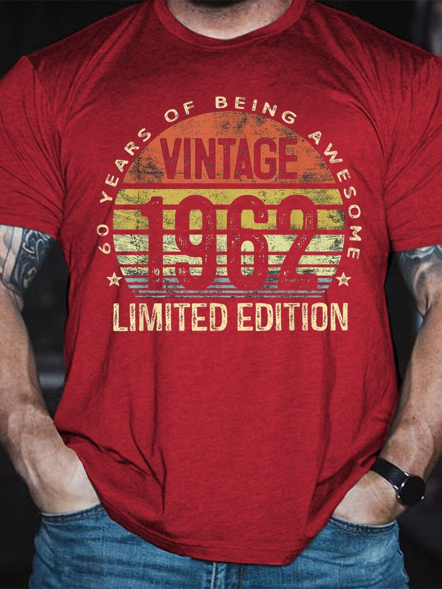 Men's 60 Year Old Gifts Vintage 1962 Limited Edition 60th Birthday T-shirt - Outlets Forever