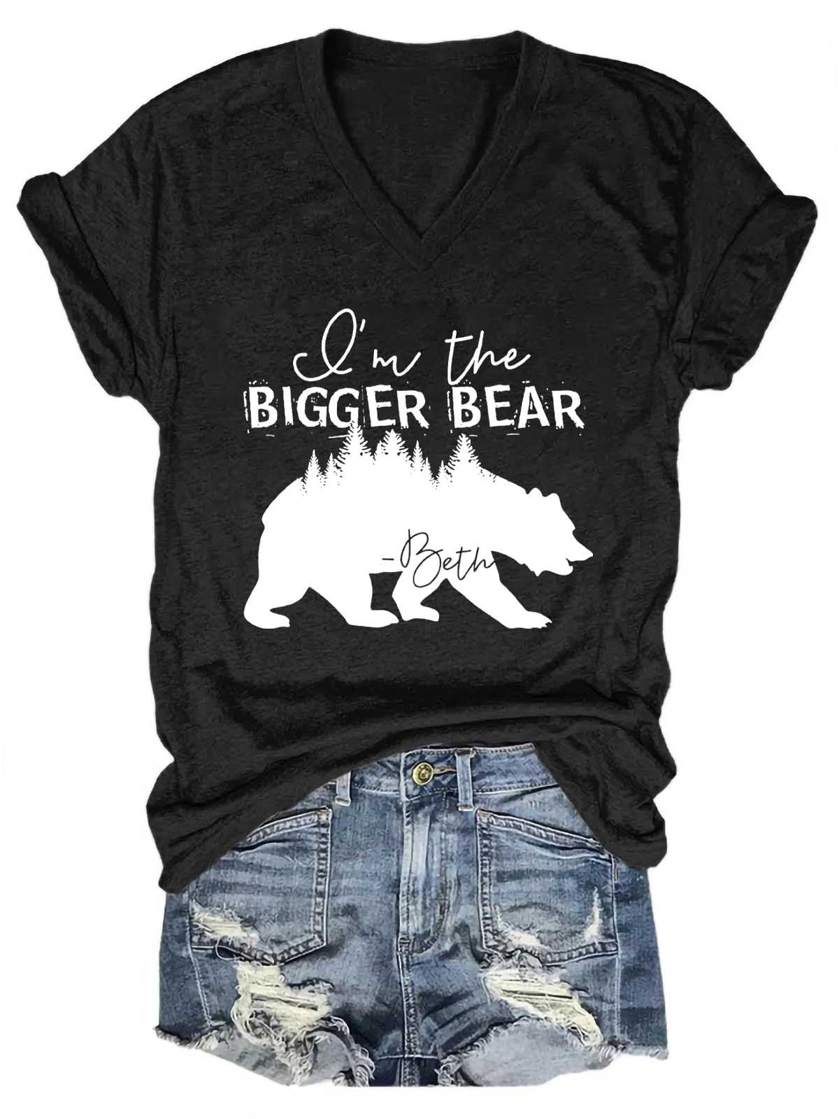 Women's I'm The Bigger Bear V-Neck T-Shirt - Outlets Forever
