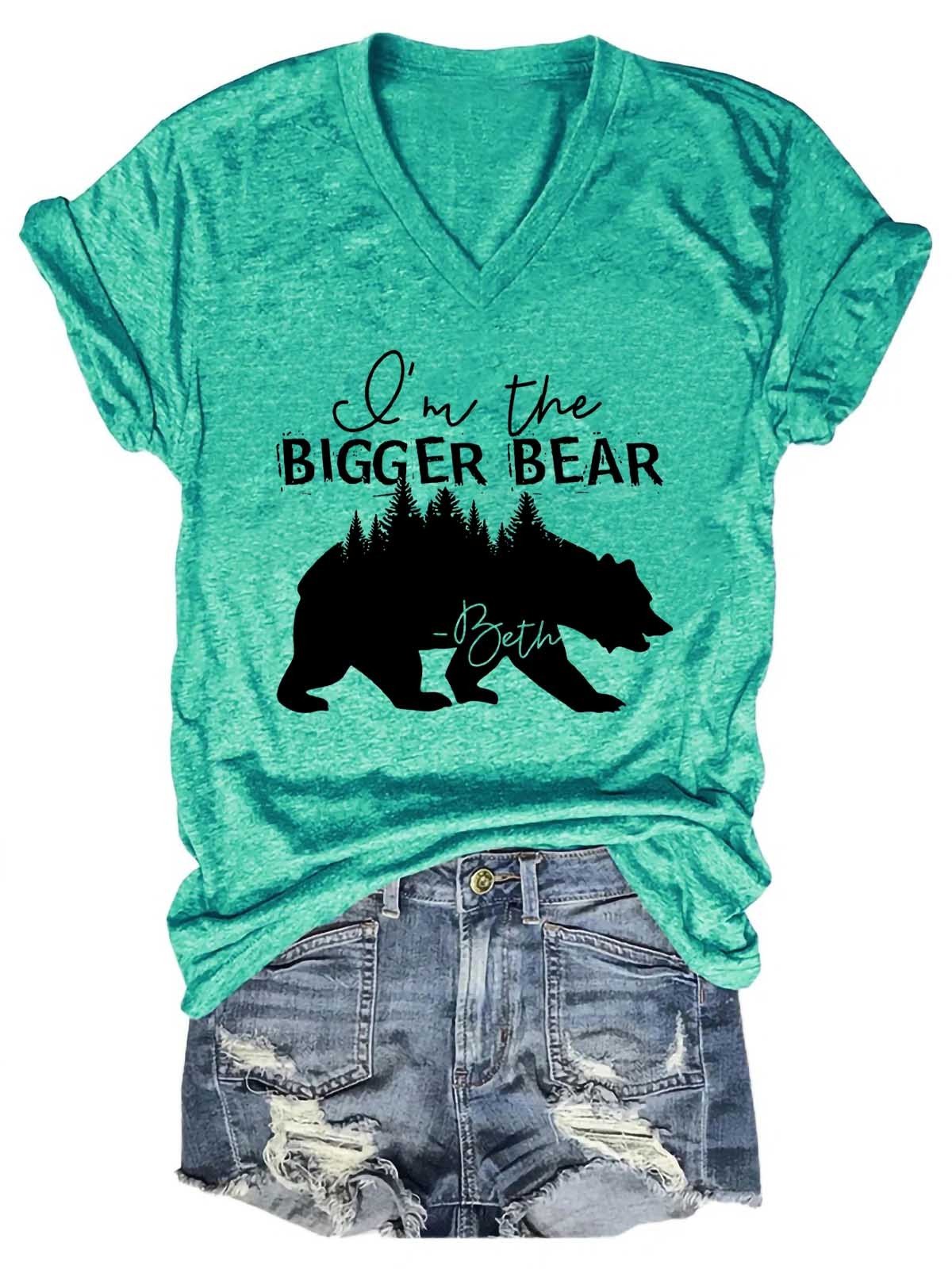 Women's I'm The Bigger Bear V-Neck T-Shirt - Outlets Forever
