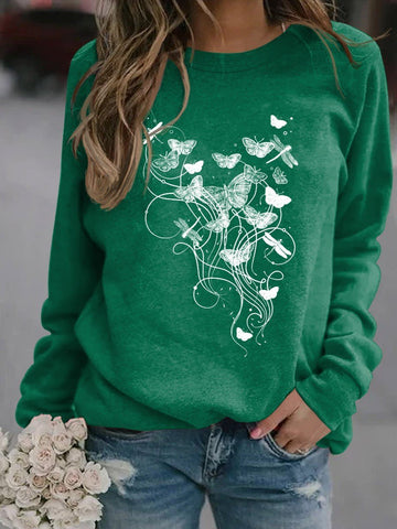 Women's Butterflies And Dragonflies Art Sweatshirt - Outlets Forever