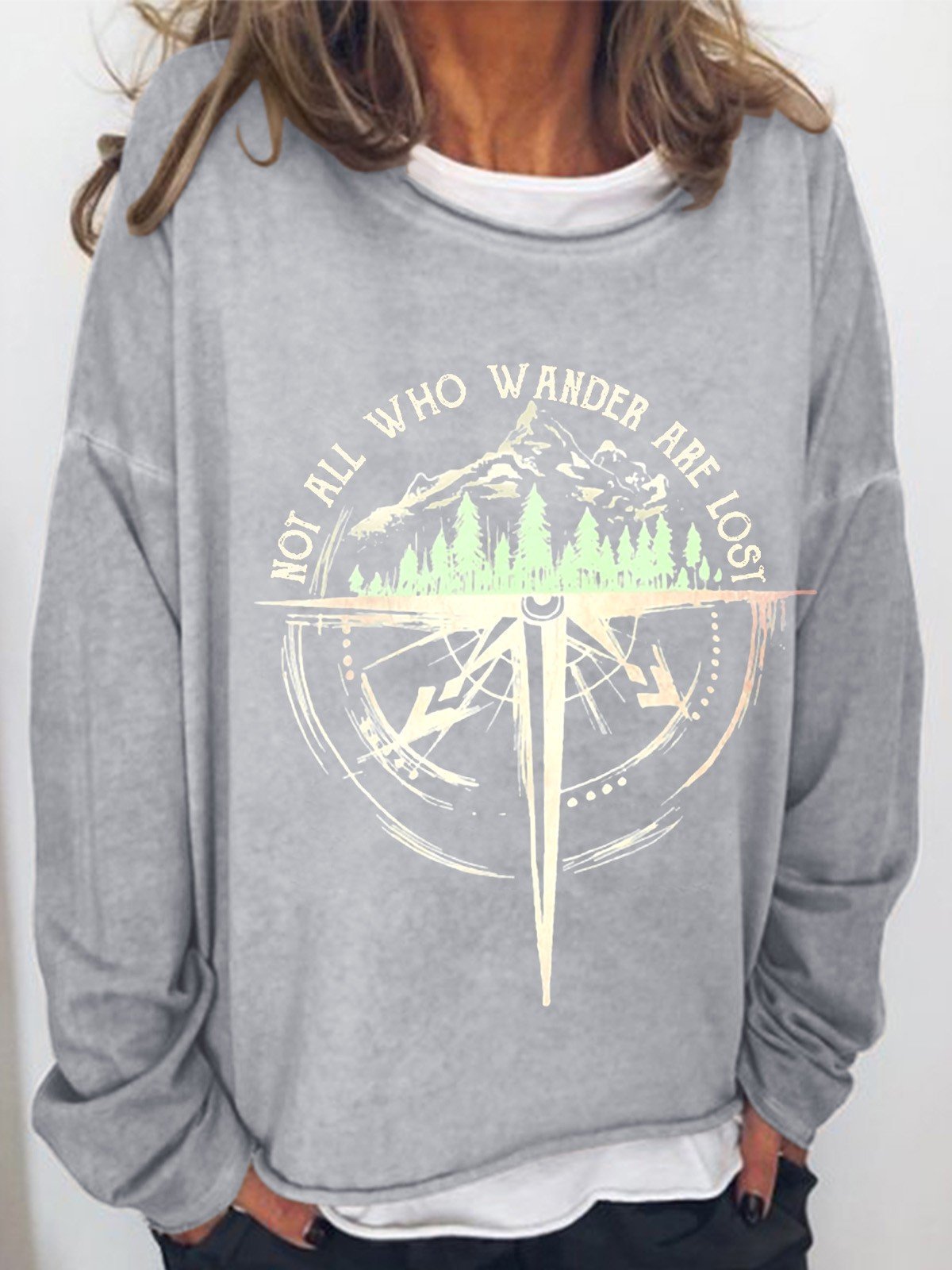 Women Not All Who Wander Are Lost Long Sleeve Top - Outlets Forever