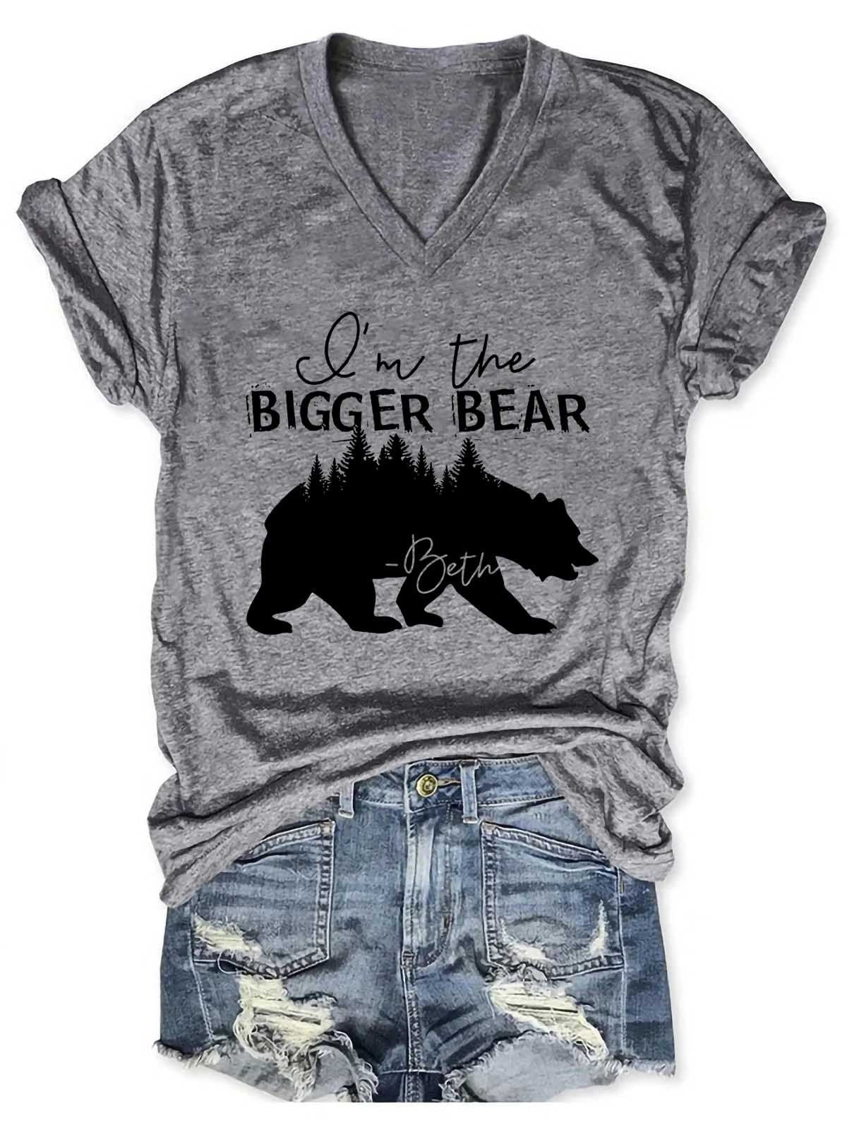 Women's I'm The Bigger Bear V-Neck T-Shirt - Outlets Forever