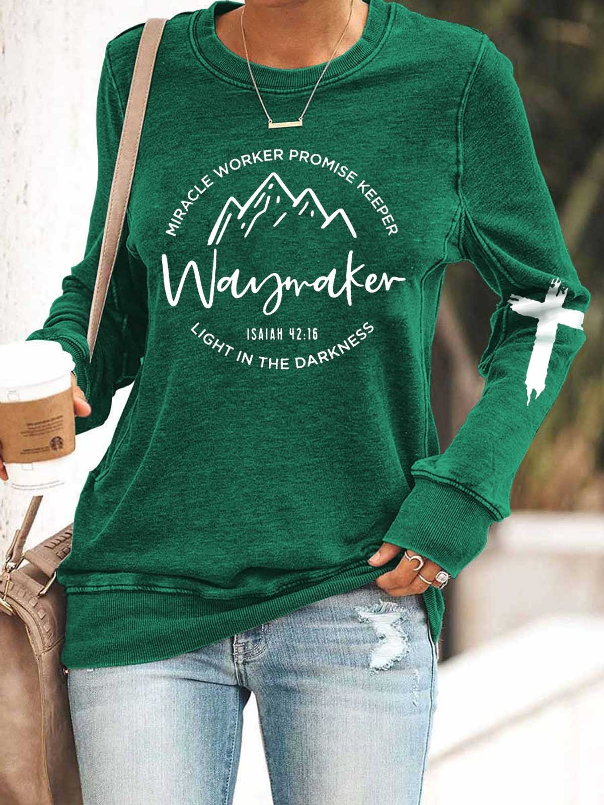 Women Waymaker Miracle Worker Promise keeper Long Sleeve Top - Outlets Forever