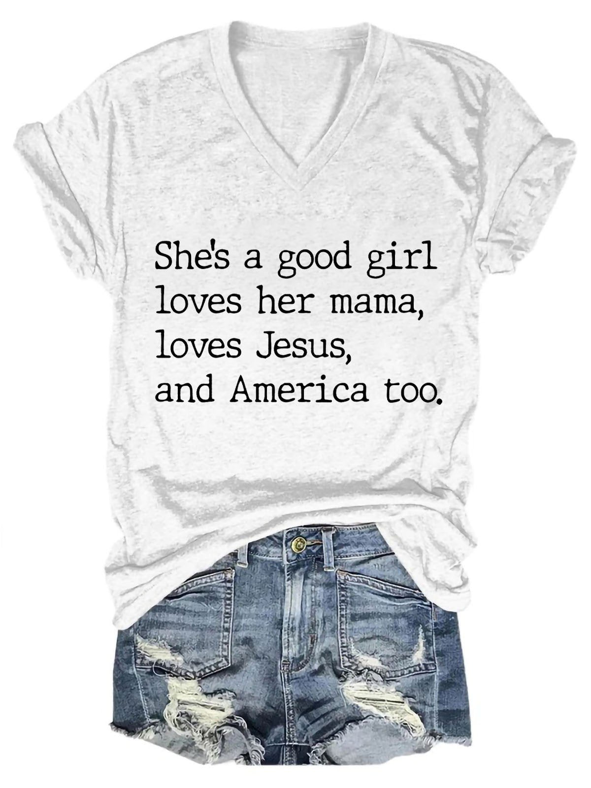 Women's She's A Good Girl V-Neck T-Shirt - Outlets Forever