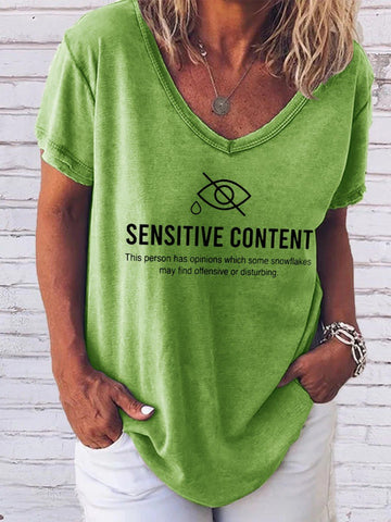 Women Sensitive Content V-neck T-shirt - Outlets Forever