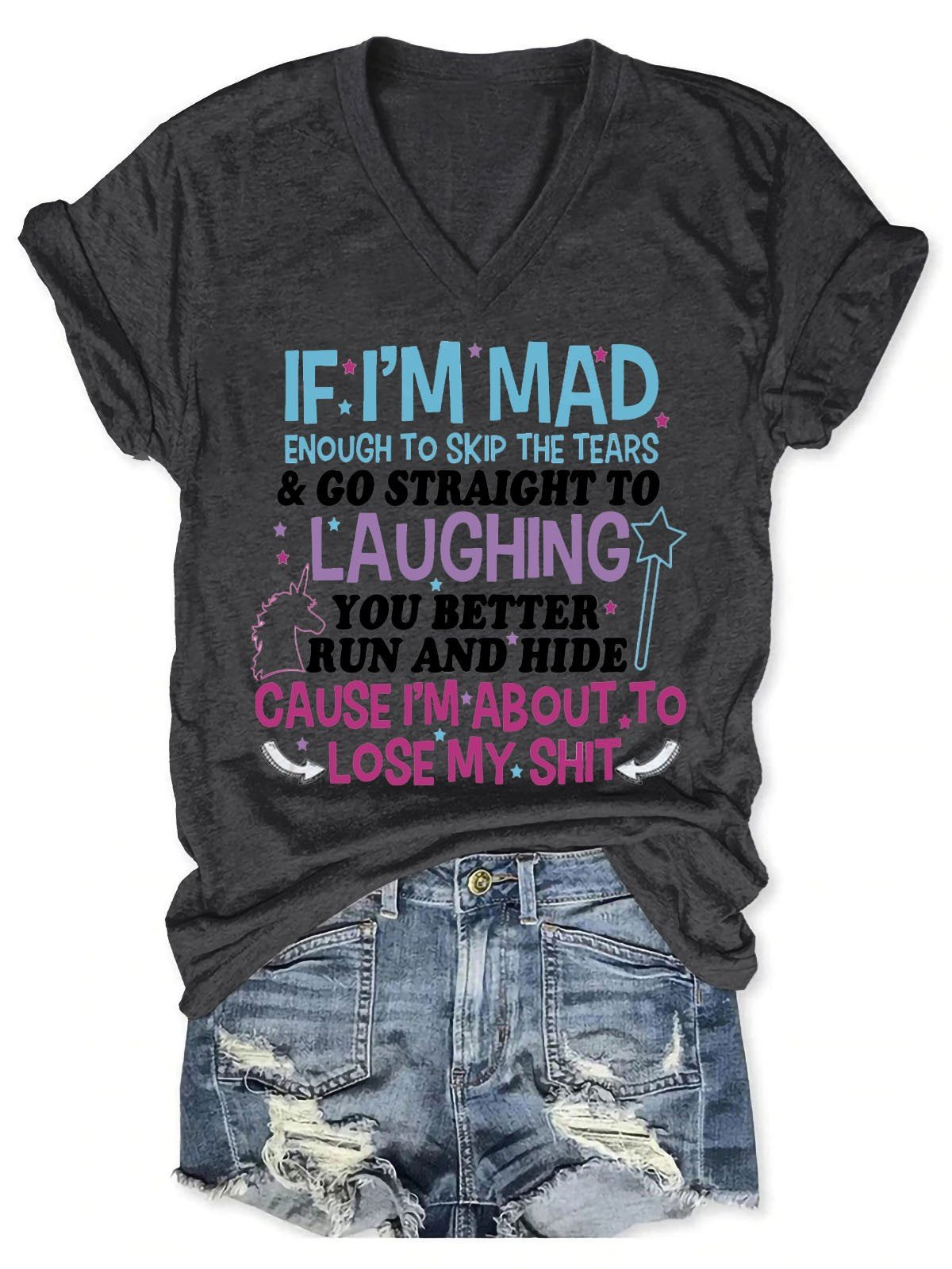Women's If I'm Mad Enough To Ship The Tears V-Neck T-Shirt - Outlets Forever