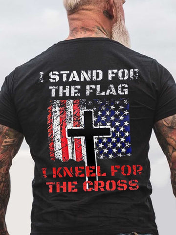 Men's I Stand For The Flag I Kneel For The Cross T-Shirt - Outlets Forever