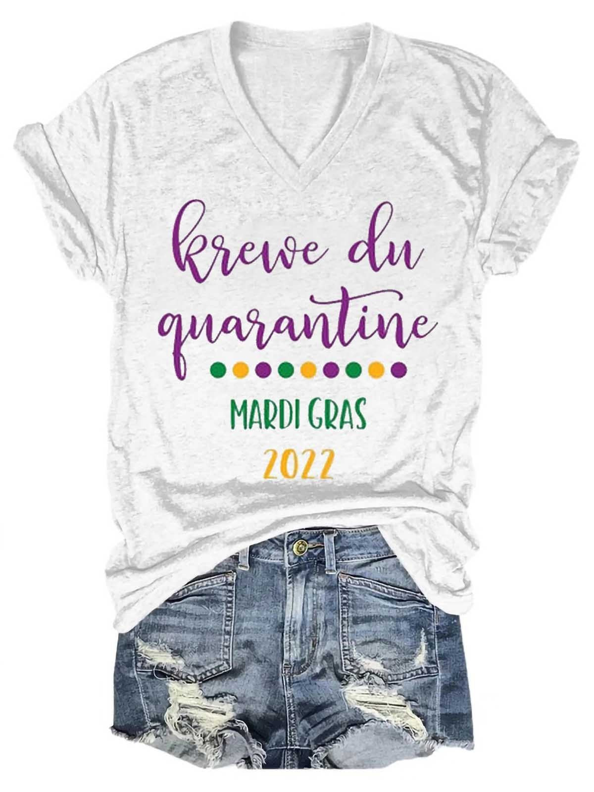 Women's Mardi Gras V-Neck T-Shirt - Outlets Forever