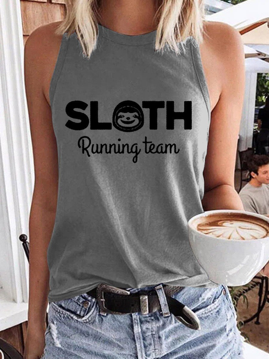 Women Sloth Running Team Tank Top - Outlets Forever