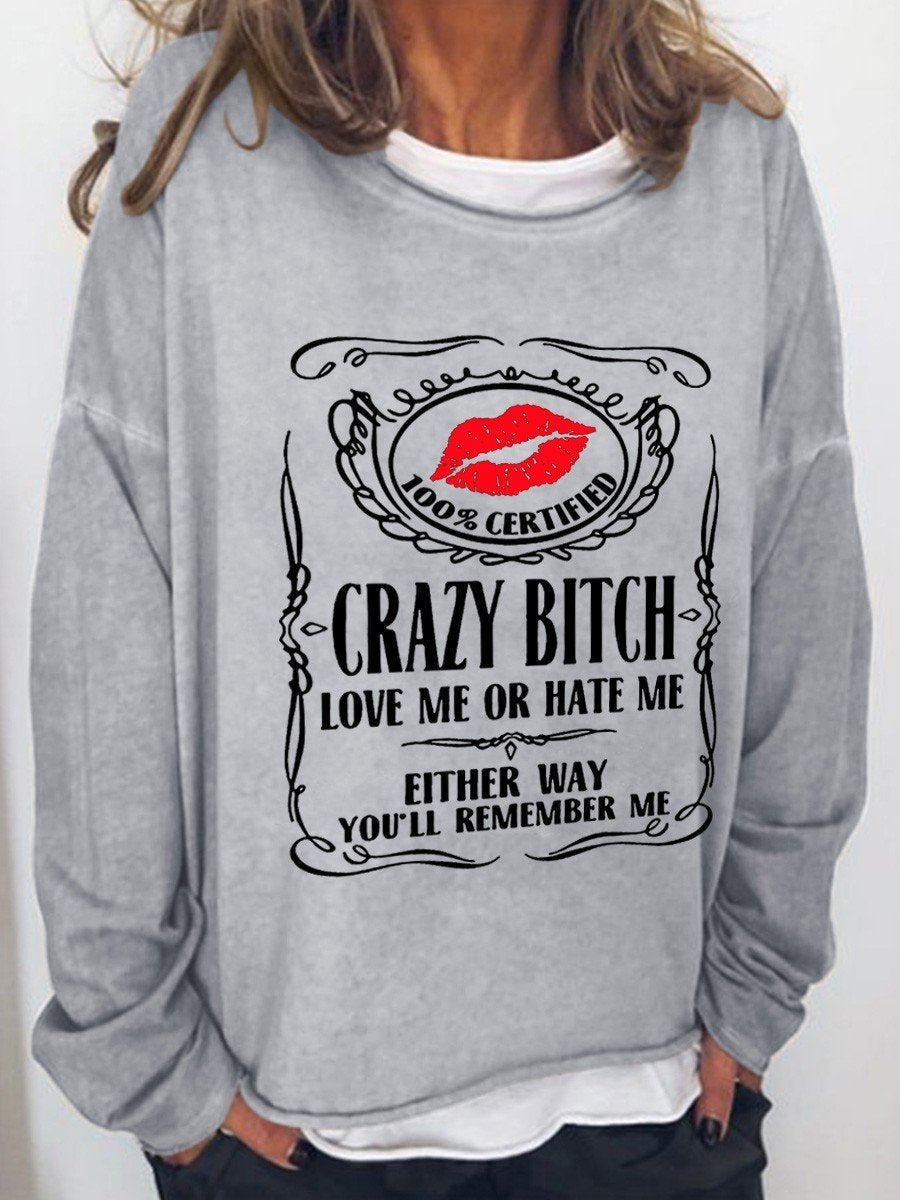 Women Love Me Or Hate Me Lips Long Sleeve Top - Outlets Forever