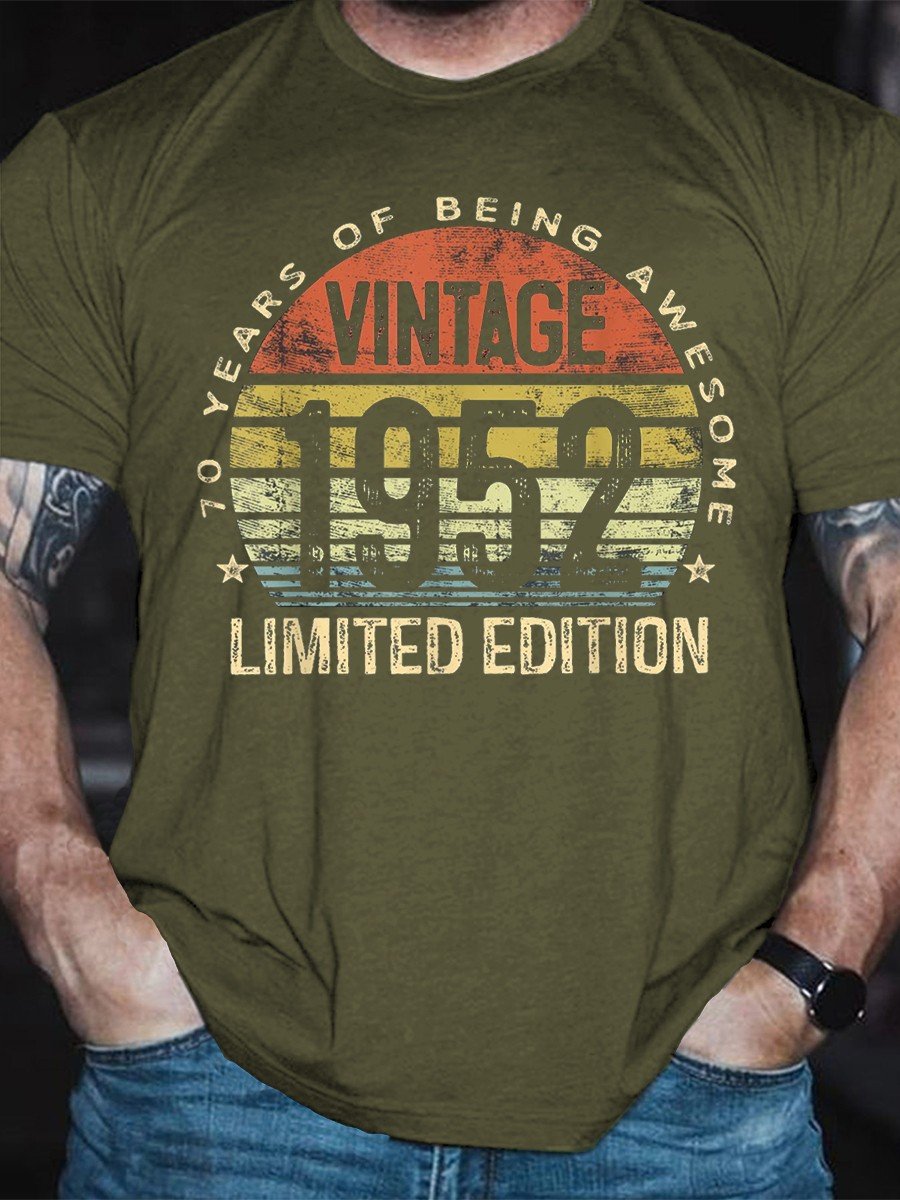 Men's 70 Year Old Gifts Vintage 1952 Limited Edition 70th Birthday T-shirt - Outlets Forever