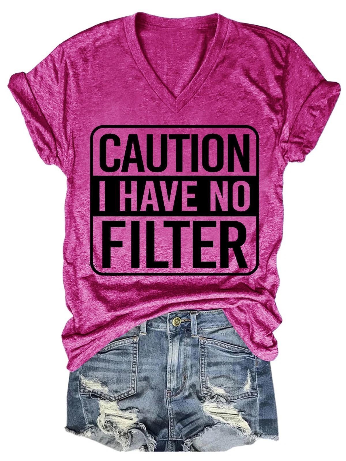 Women Caution I Have No Protection V-Neck T-Shirt - Outlets Forever