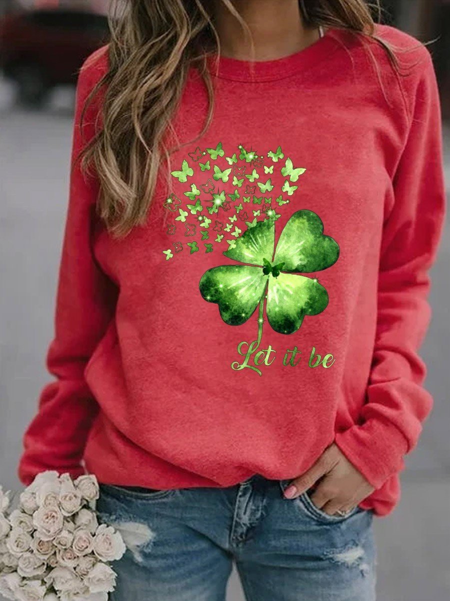 Women's Let It Be Hippie Shamrock Butterfly Sweatshirt - Outlets Forever