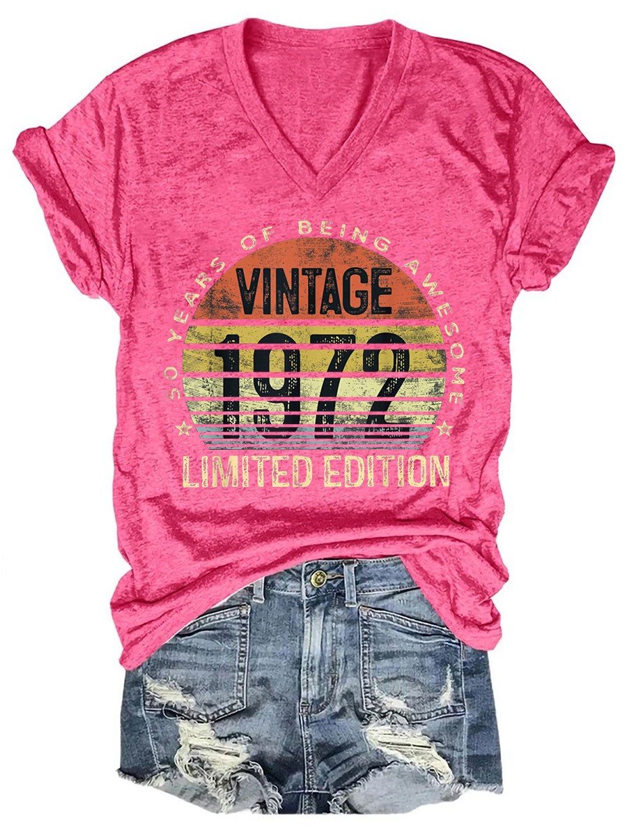 Women's 50 Year Old Gifts Vintage 1972 Limited Edition 50th Birthday T-shirt - Outlets Forever