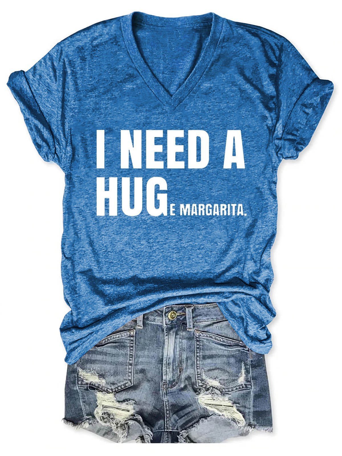 Women's I Need A Huge Margarita V-Neck T-Shirt - Outlets Forever