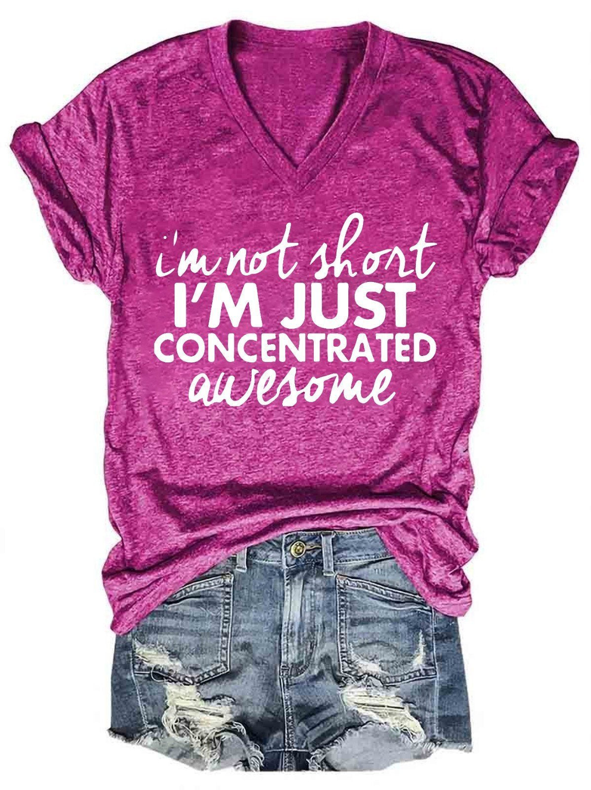 I'm Not Short I 'm Just Concentrated Awesome Women's V-Neck T-Shirt - Outlets Forever