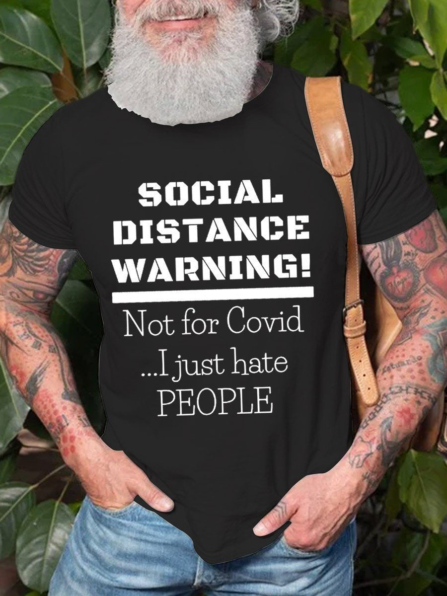 Social Distance Warning Cotton Women & Men T-shirt - Outlets Forever