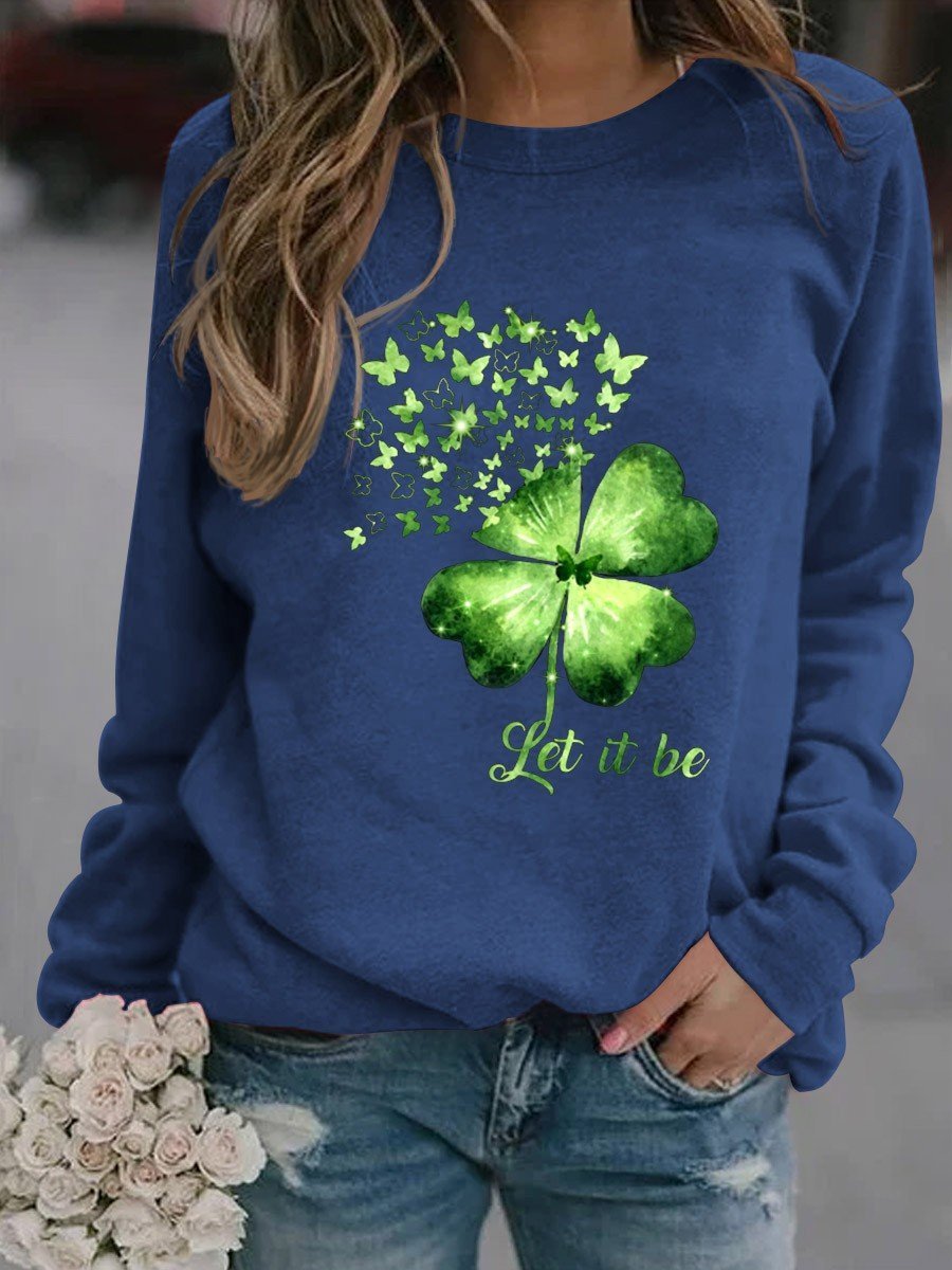 Women's Let It Be Hippie Shamrock Butterfly Sweatshirt - Outlets Forever