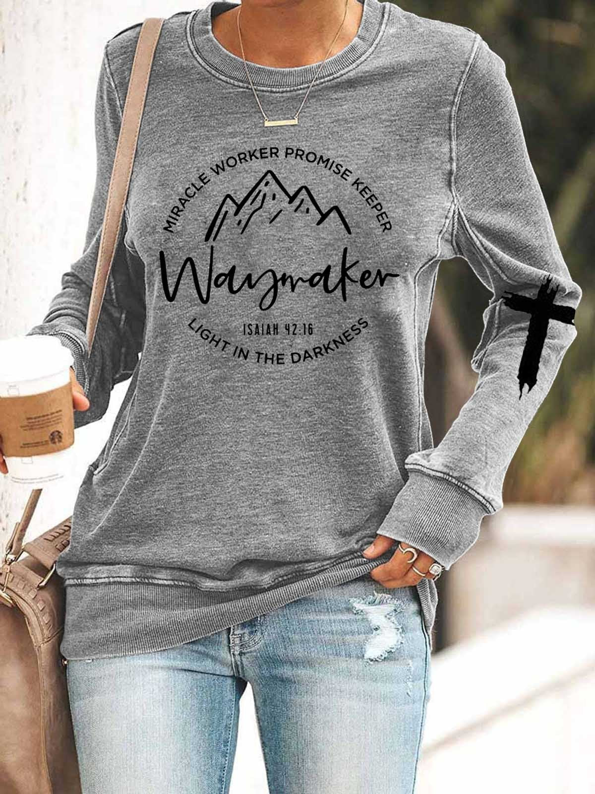 Women Waymaker Miracle Worker Promise keeper Long Sleeve Top - Outlets Forever