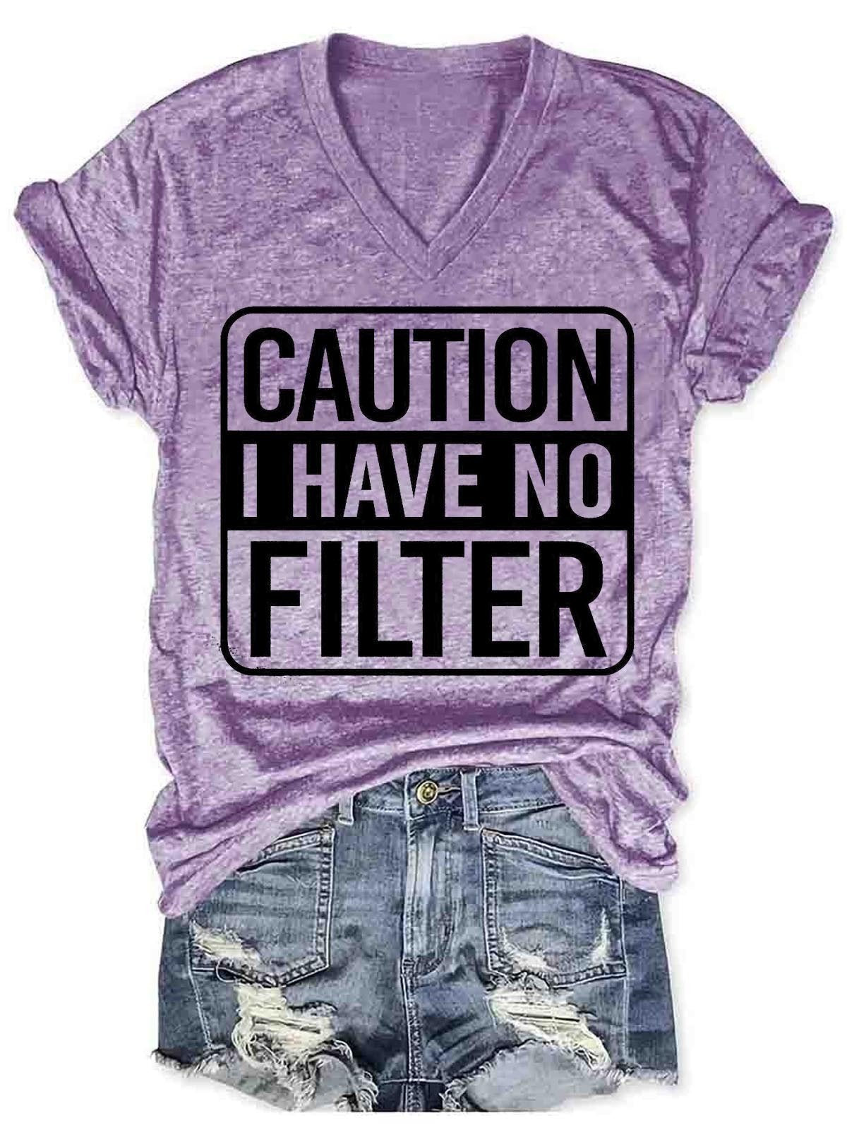 Women Caution I Have No Protection V-Neck T-Shirt - Outlets Forever