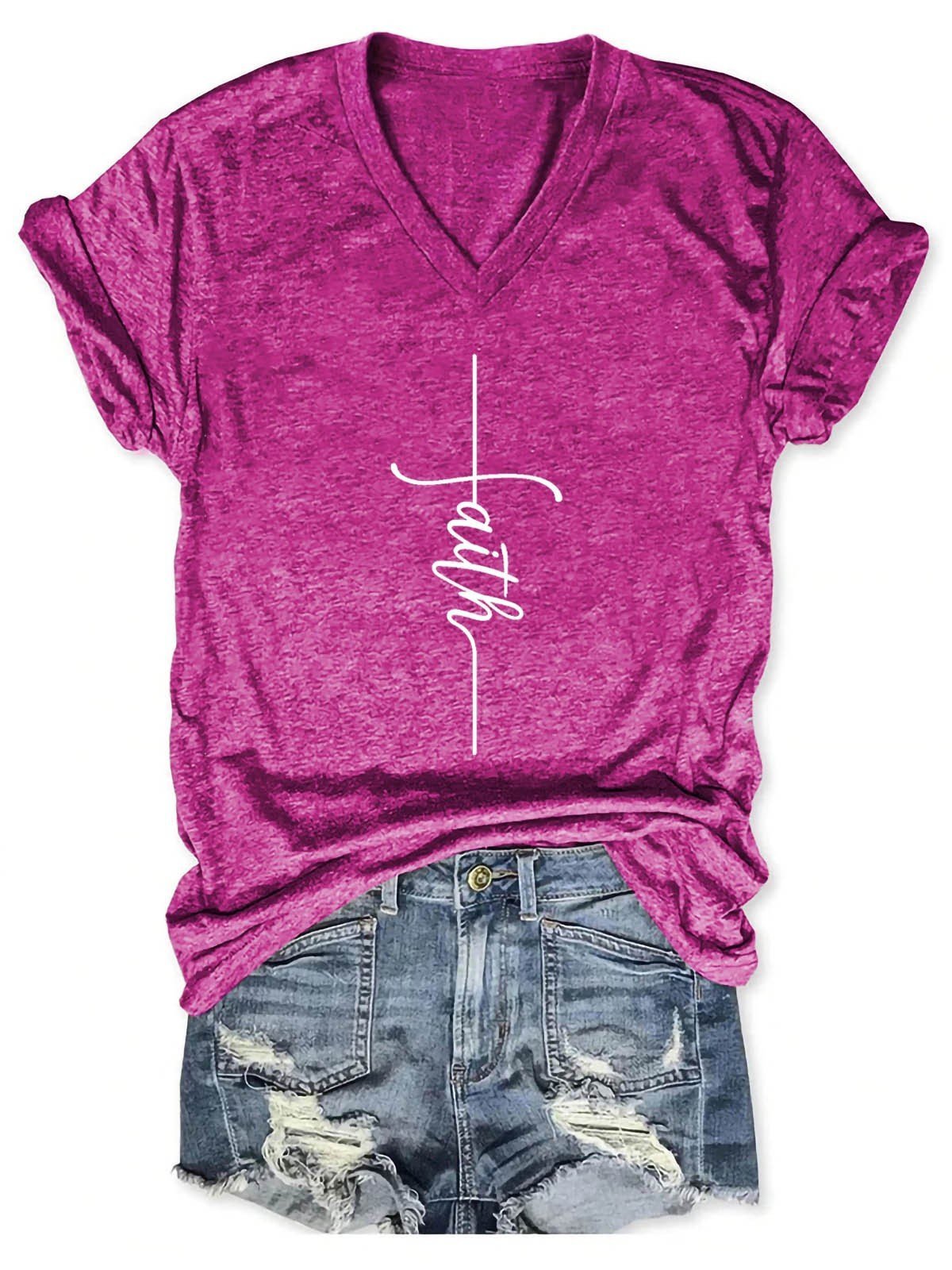Women's Faith V-Neck T-Shirt - Outlets Forever