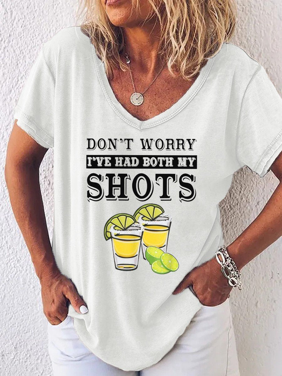 Don't Worry I've Had Both My Shots Print Women's T-shirt - Outlets Forever
