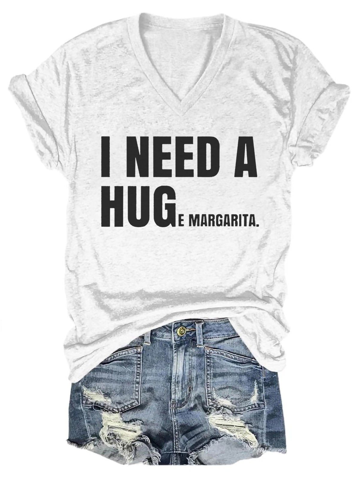 Women's I Need A Huge Margarita V-Neck T-Shirt - Outlets Forever