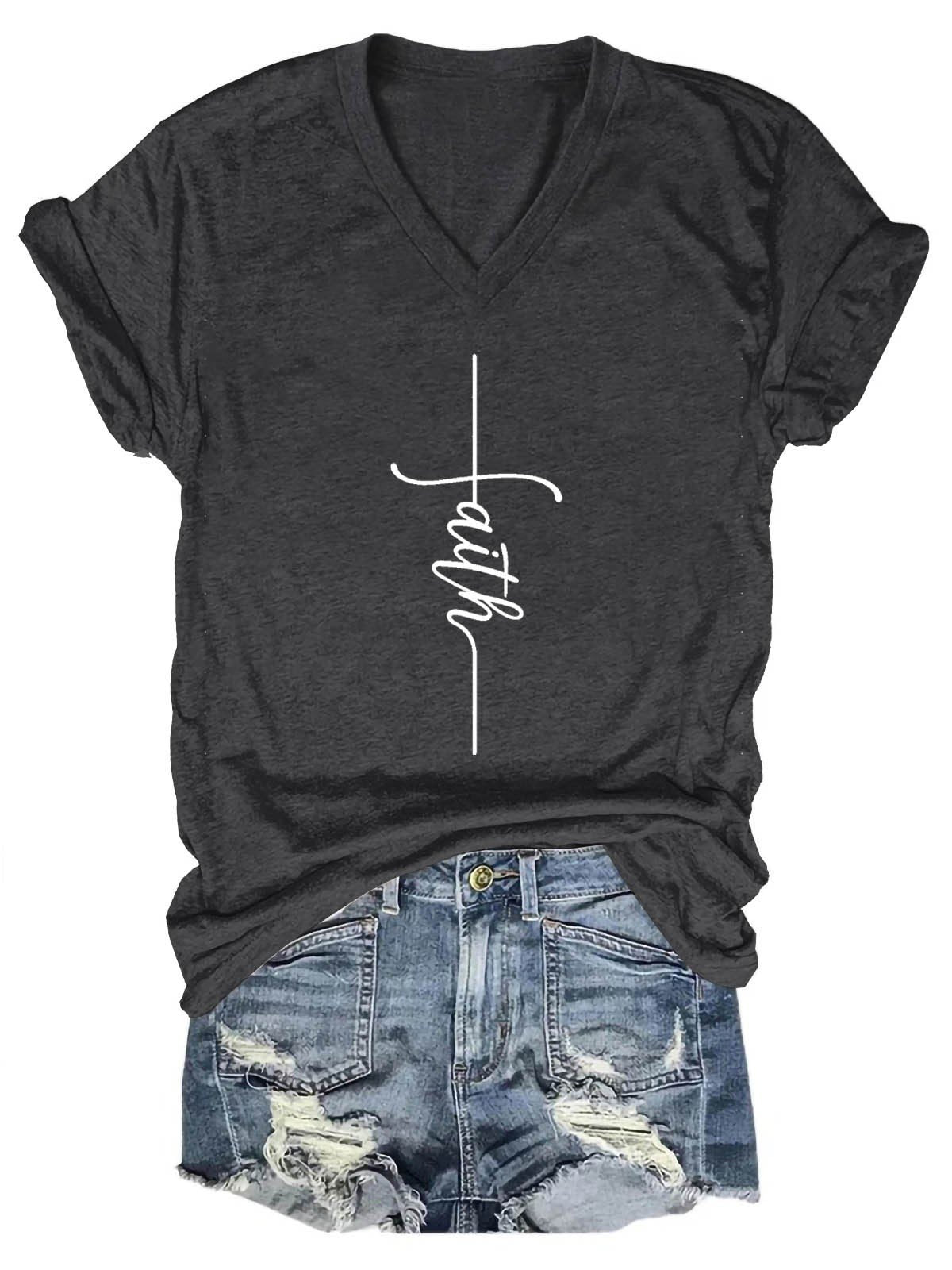 Women's Faith V-Neck T-Shirt - Outlets Forever