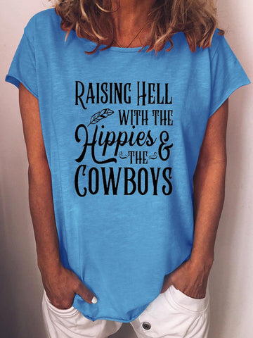 Women Raising Hell with The Hippies and the Cowboys Tee - Outlets Forever