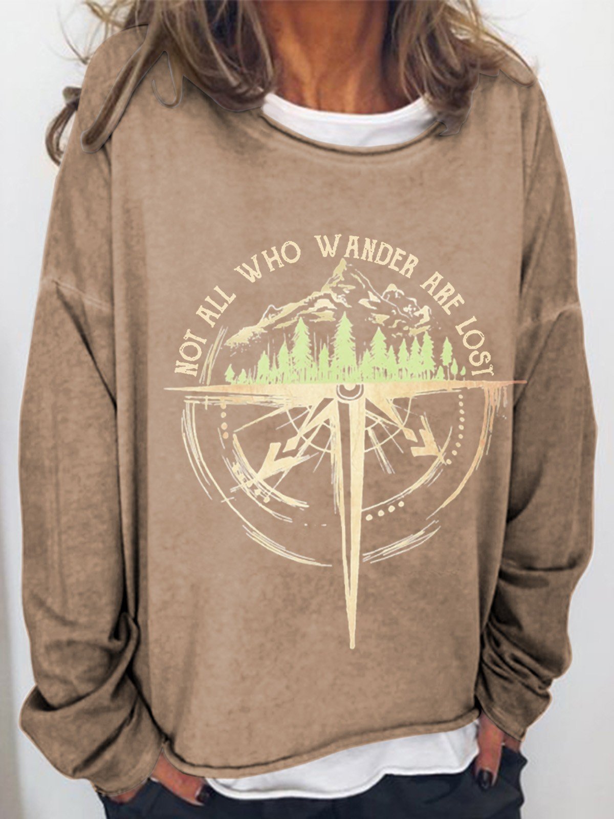 Women Not All Who Wander Are Lost Long Sleeve Top - Outlets Forever