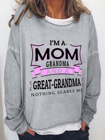 Women's  I'm Mom Grandma And A Great-Grandma Long Sleeve Top