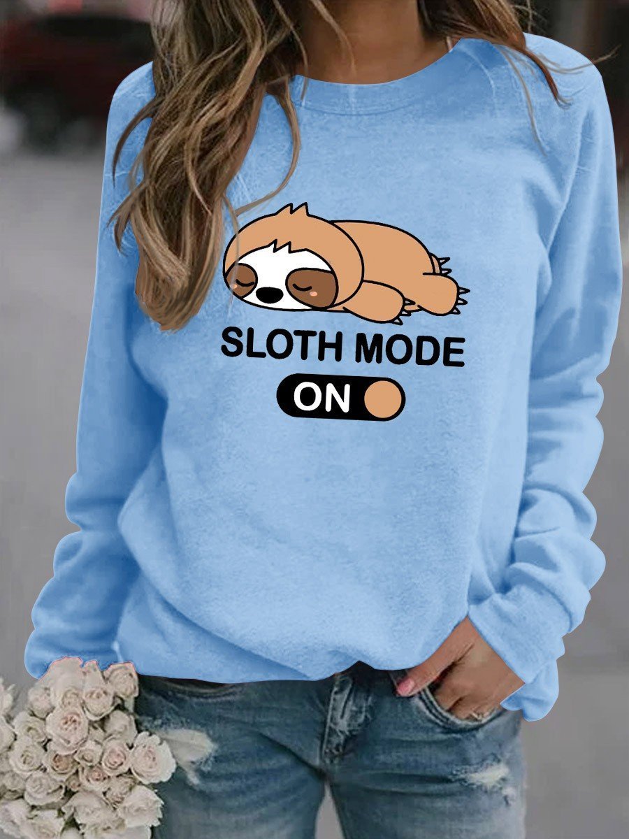 Women Sloth Mode On Graphic Long Sleeve Sweatshirt - Outlets Forever