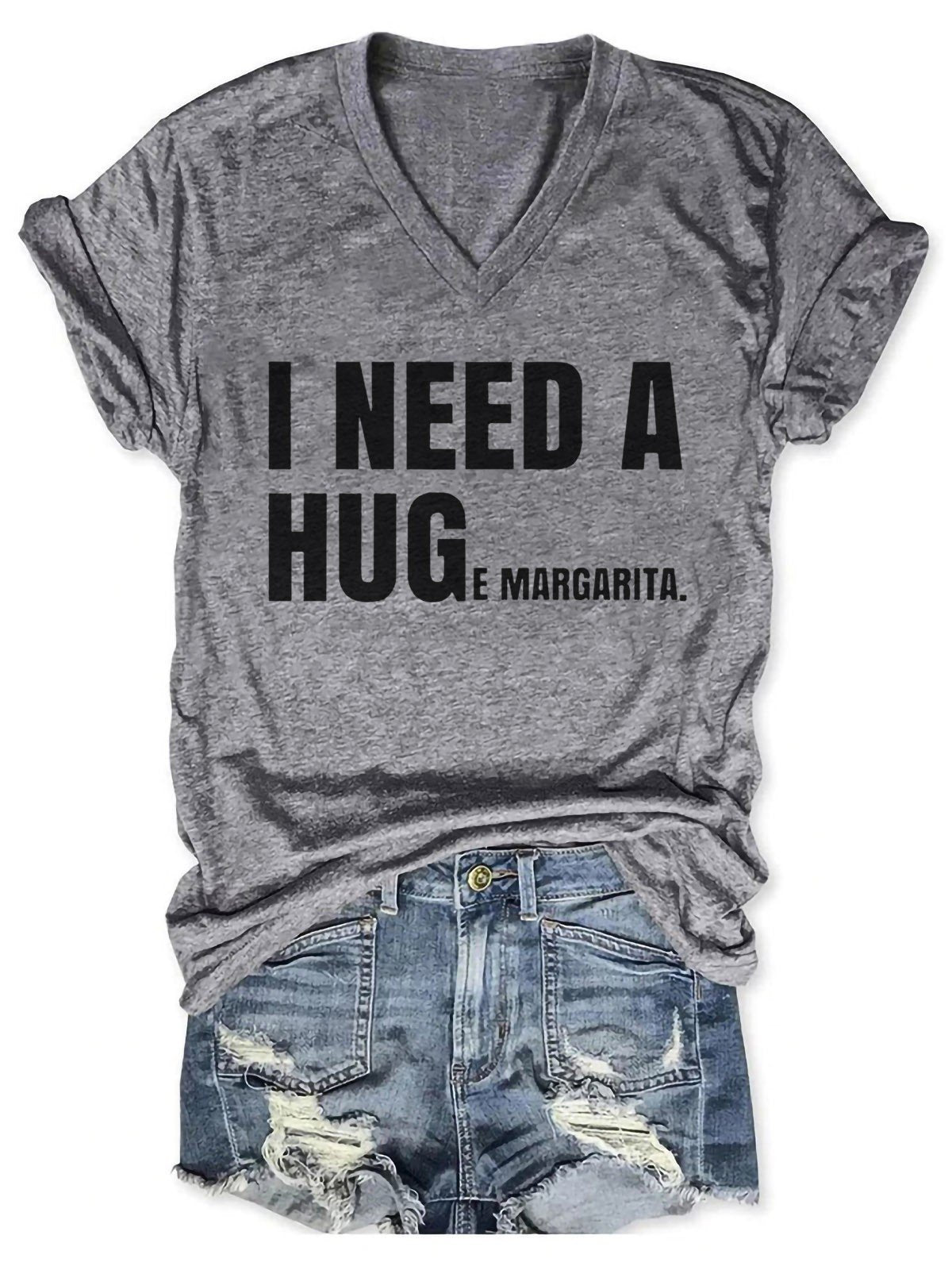 Women's I Need A Huge Margarita V-Neck T-Shirt - Outlets Forever