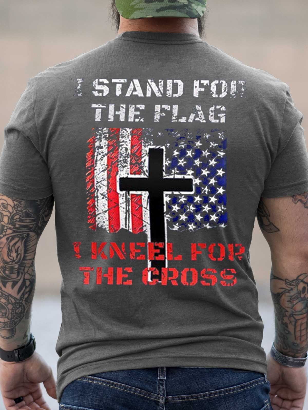 Men's I Stand For The Flag I Kneel For The Cross T-Shirt - Outlets Forever
