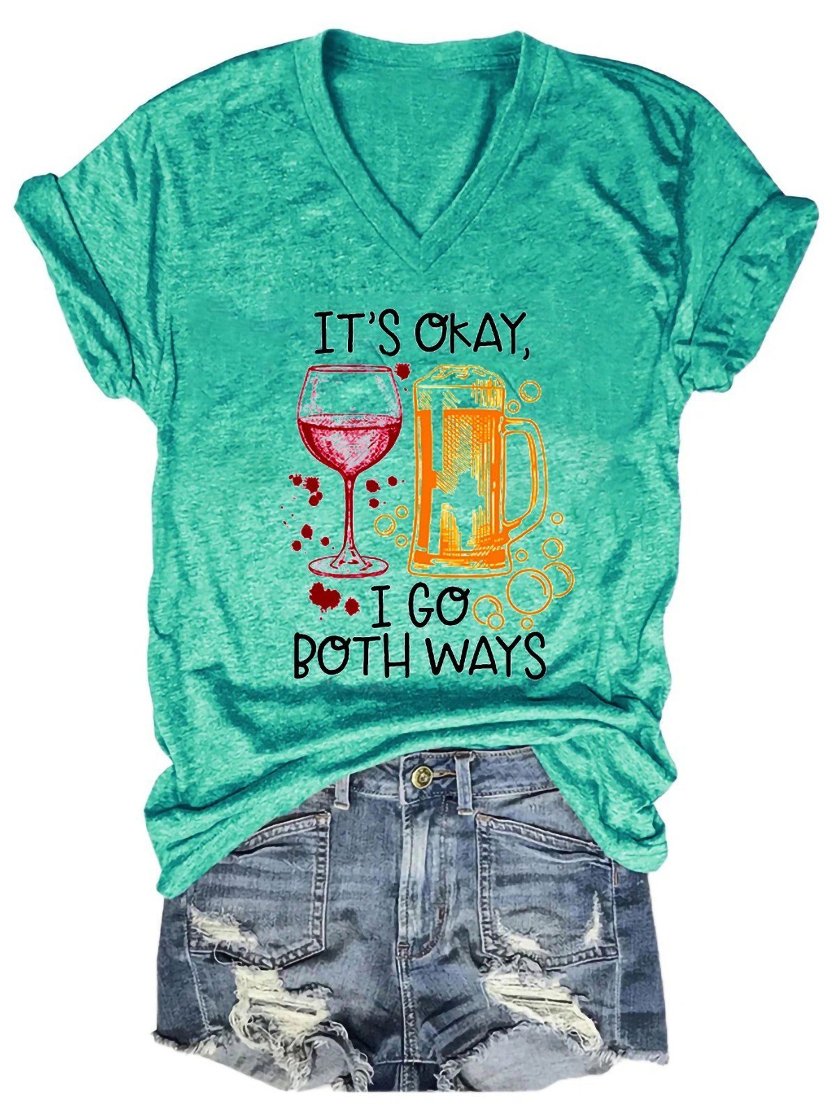 Women's It's Okay I Go Both Ways V-Neck T-Shirt - Outlets Forever