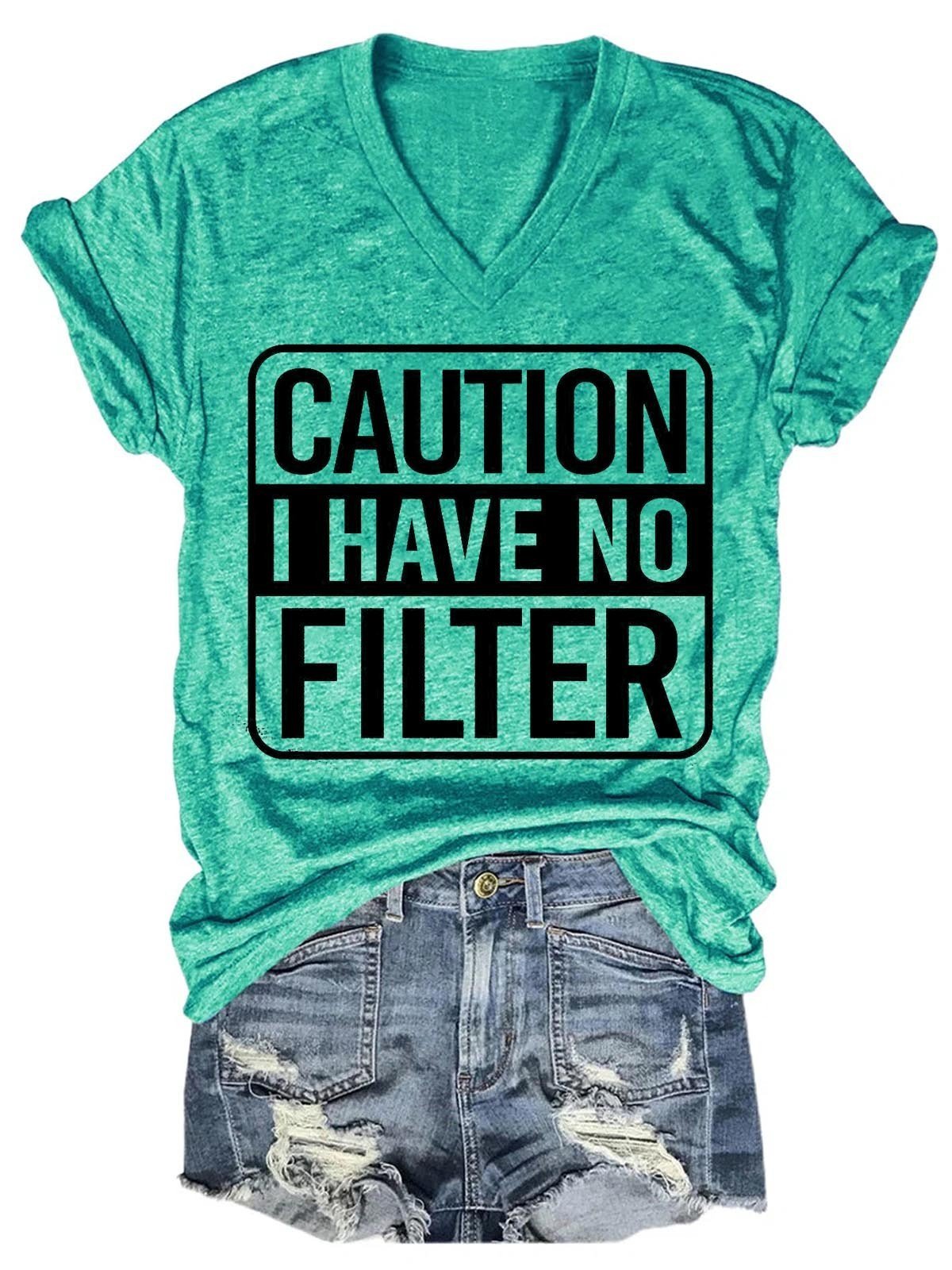 Women Caution I Have No Protection V-Neck T-Shirt - Outlets Forever