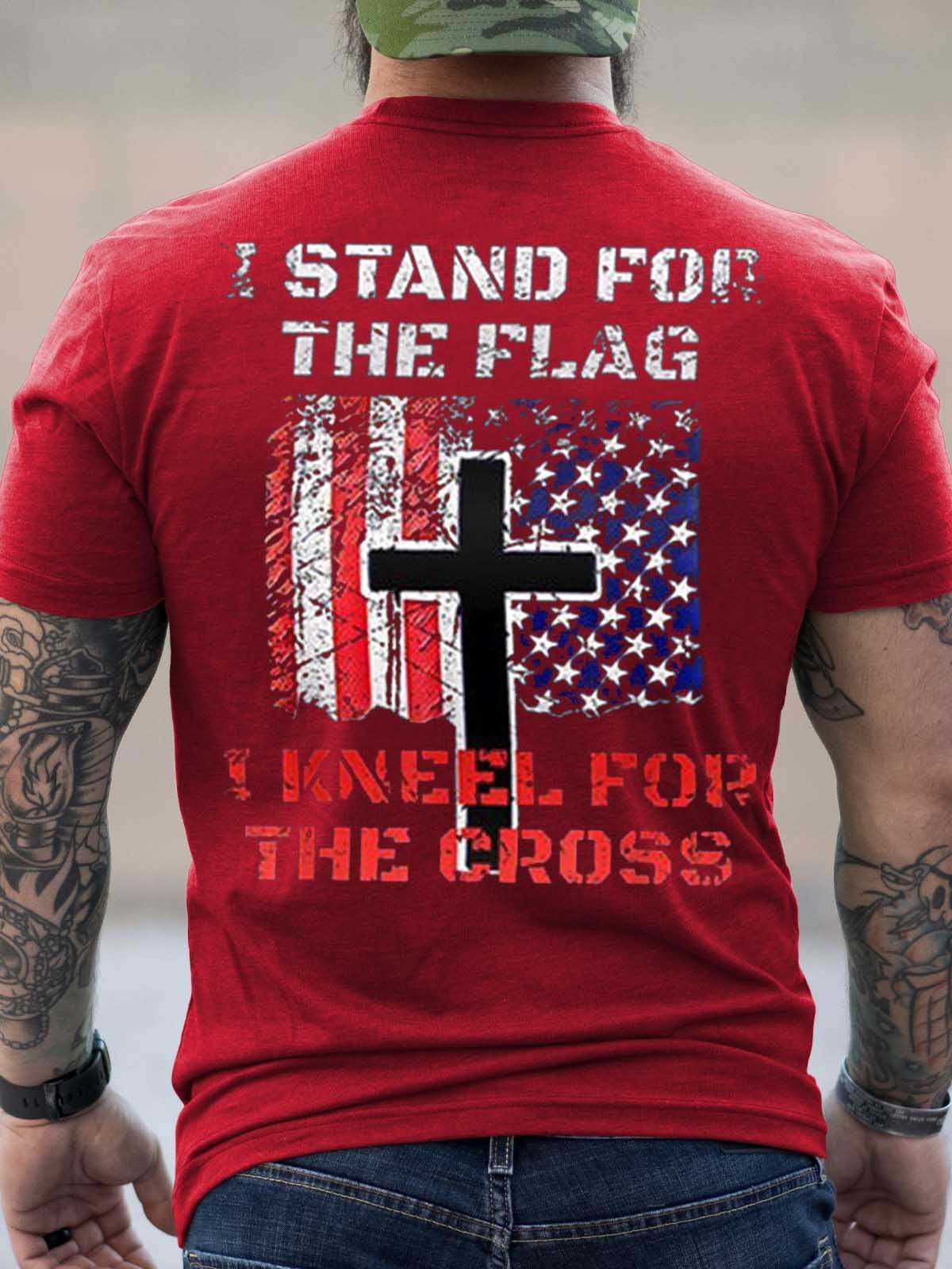 Men's I Stand For The Flag I Kneel For The Cross T-Shirt - Outlets Forever